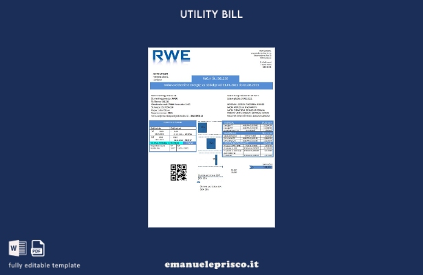 stile verificato Modello di bolletta di utilità elettrica Slovenia RWE con prova